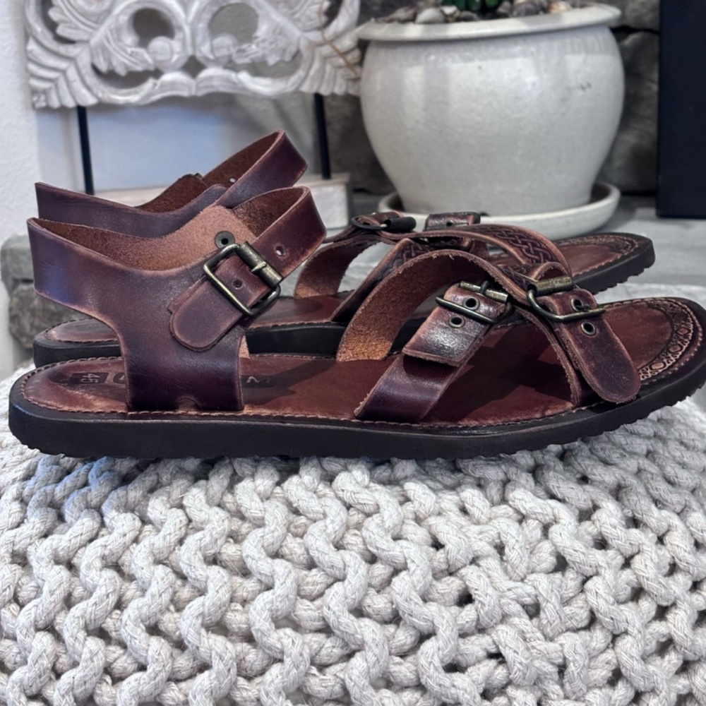 Bosa Bodrum ElYapımı Men's Handmade Leather SZ 45 (11-11.5 US) Brown Sandals EUC - Picture 7 of 16